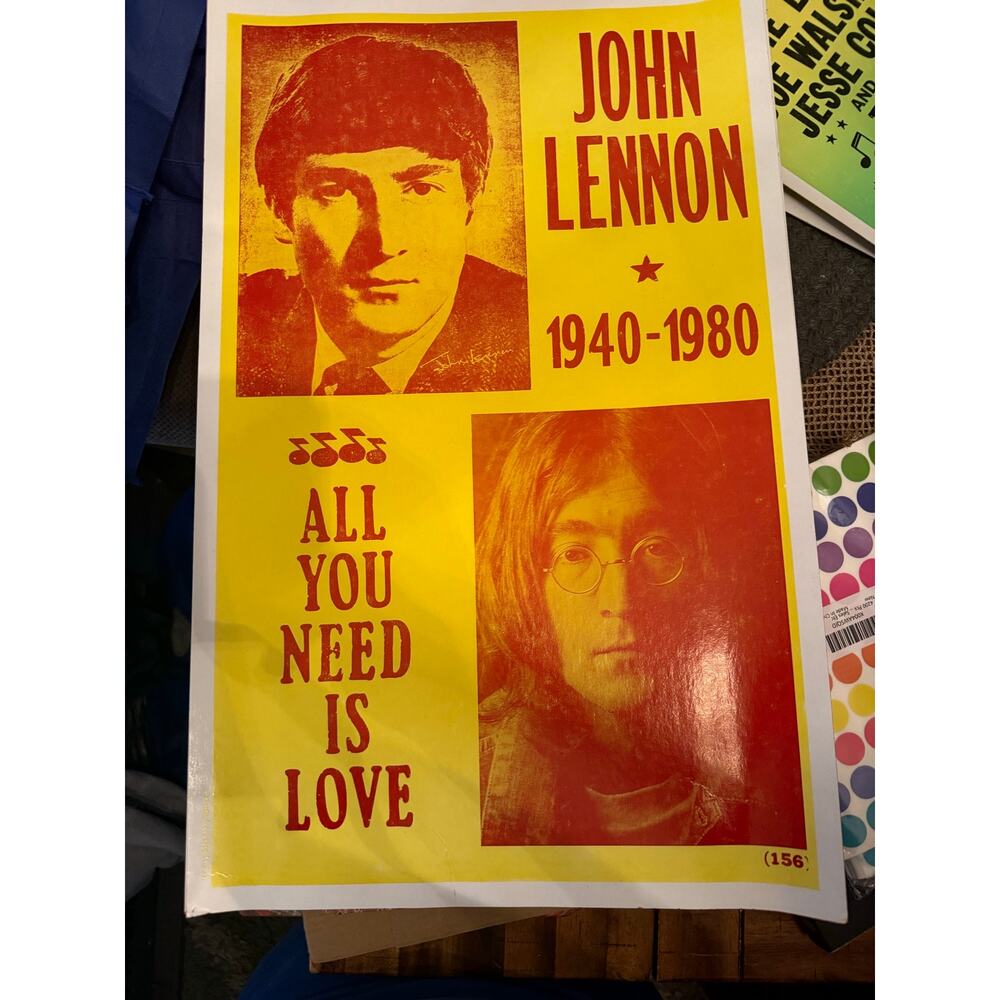 Vintage John Lennon Memorial Wall hard poster #156 – Beatles Rock Music Decor